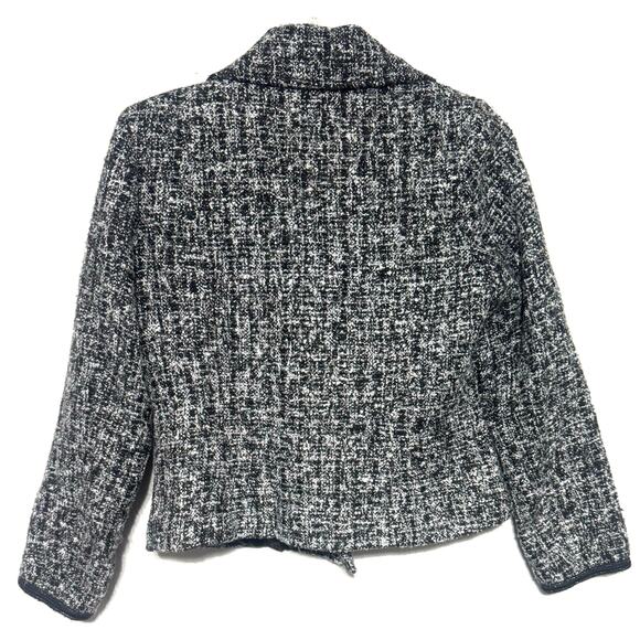 Rocha Tweed Jacket Sz 14 Black Gray Statement Coat John Rocha RJR Wide Collar - Picture 7 of 8